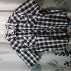 Vintage Haband Mens Black and White Plaid Pearl Snap Shirt 3XL